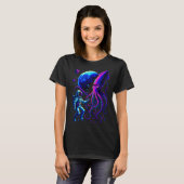 Funny Astronaut And Squid In Underwater Space With Tシャツ (正面フル)