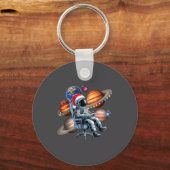 Funny Astronaut Christmas Space Lights Santa Hat P キーホルダー (正面)