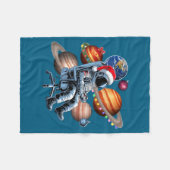 Funny Astronaut Christmas Space Lights Santa Hat P フリースブランケット (正面(横))