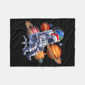 Funny Astronaut Christmas Space Lights Santa Hat P フリースブランケット (正面(横))