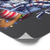 Funny Astronaut Christmas Space Lights Santa Hat P ポスター (角)