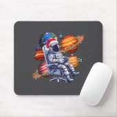 Funny Astronaut Christmas Space Lights Santa Hat P マウスパッド (マウス)