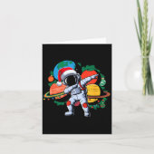 Funny Astronaut Christmas Space Planets Santa Hat カード (正面)
