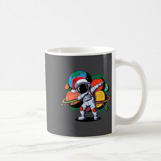 Funny Astronaut Christmas Space Planets Santa Hat  コーヒーマグカップ (右)