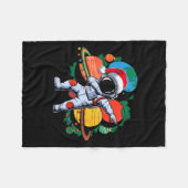 Funny Astronaut Christmas Space Planets Santa Hat  フリースブランケット (正面(横))