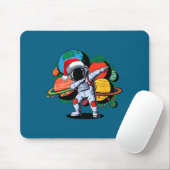Funny Astronaut Christmas Space Planets Santa Hat  マウスパッド (マウス)