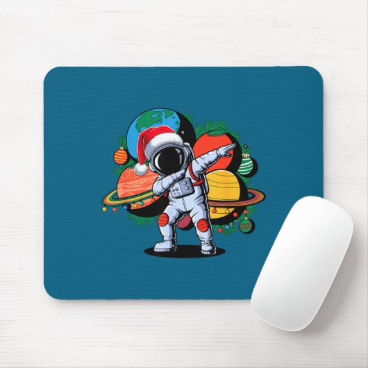 Funny Astronaut Christmas Space Planets Santa Hat マウスパッド (マウス)