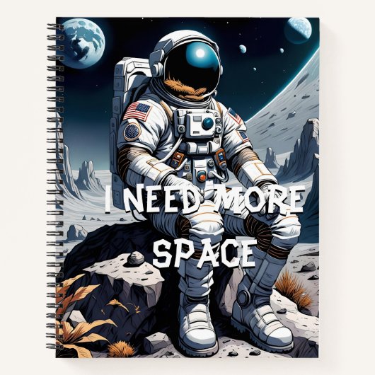 Funny Astronaut Gift – I Need More Space ノートブック (正面)