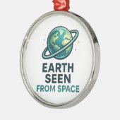 Funny Astronaut Planets メタルオーナメント (左)