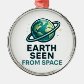Funny Astronaut Planets メタルオーナメント (正面)