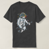Funny Astronaut Playing Bass Guitar At Space Astro Tシャツ (デザイン正面)