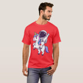 Funny Astronaut Riding Unicorn Graphic Tee Space Tシャツ (正面フル)