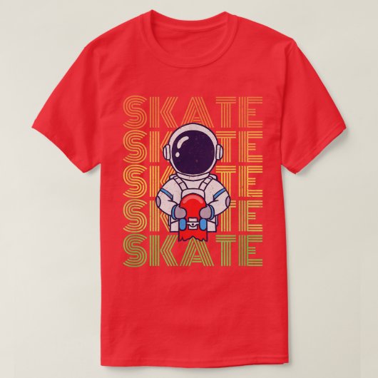 Funny Astronaut Skateboarding Vintage Graphic  Tシャツ (デザイン正面)