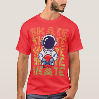Funny Astronaut Skateboarding Vintage Graphic  Tシャツ