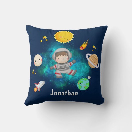 Funny Astronaut Spaceship Boy Gift クッション (裏面)