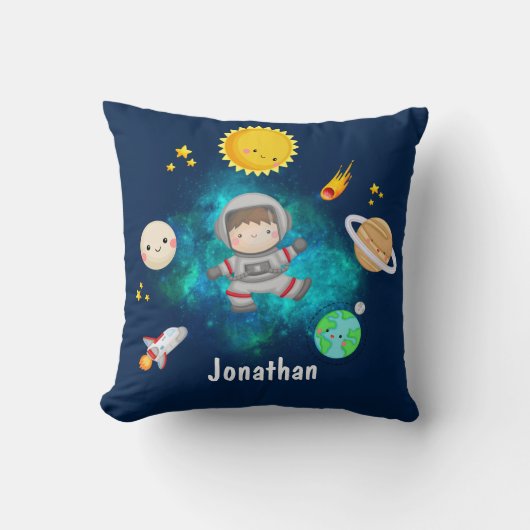 Funny Astronaut Spaceship Boy Gift クッション (正面)