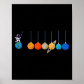 Funny Astronaut Swing Planets Space Science Mens B ポスター (正面)