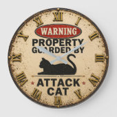 Funny Attack Cat ラージ壁時計 (正面)