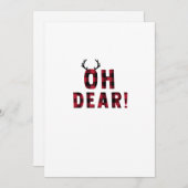 Funny Attitude Oh Dear Plaid DeerFlat Holiday Card シーズンカード (正面/裏面)