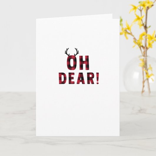 Funny Attitude Oh Dear Plaid DFolded Greeting Card カード (黄色い花)