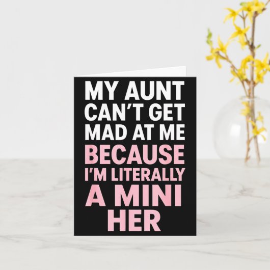 Funny Aunt Niece Mini Her Matching Family Quote  カード (黄色い花)