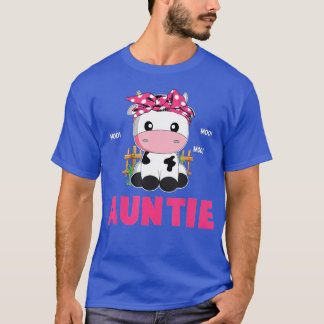 Funny Auntie Cow Cute Cow Farmer Birthday Matching Tシャツ