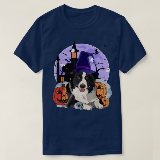 Funny Australian Shepherd Dog Halloween Witch Pump Tシャツ (デザイン正面)