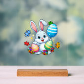 Funny Autism Awareness Puzzle Easter Bunny Eggs Ki アクリルサイン (ニュートラル)
