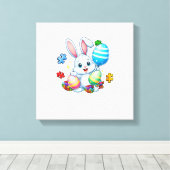 Funny Autism Awareness Puzzle Easter Bunny Eggs Ki キャンバスプリント (インサイチュ (ウッドフロア))