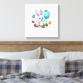 Funny Autism Awareness Puzzle Easter Bunny Eggs Ki キャンバスプリント (インサイチュ (寝室))