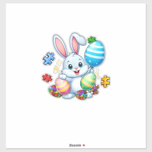 Funny Autism Awareness Puzzle Easter Bunny Eggs Ki シール (シート)