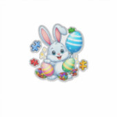 Funny Autism Awareness Puzzle Easter Bunny Eggs Ki シール (正面)
