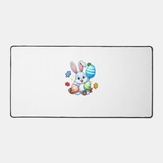Funny Autism Awareness Puzzle Easter Bunny Eggs Ki デスクマット (正面)