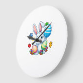 Funny Autism Awareness Puzzle Easter Bunny Eggs Ki ラージ壁時計 (傾斜)