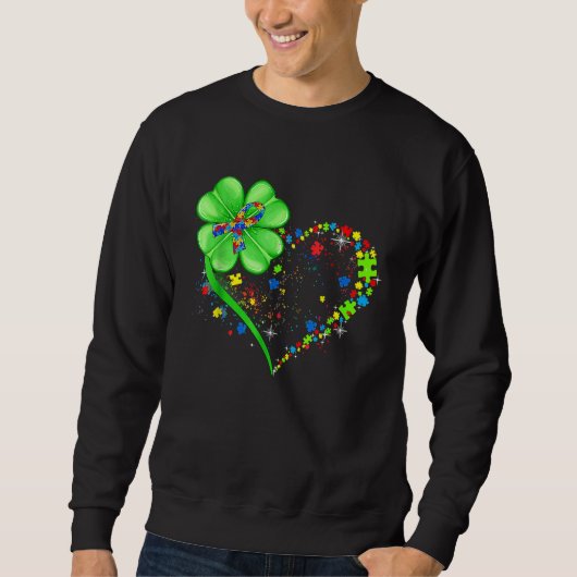 Funny Autism Awareness St Patricks Day Clover Auti スウェットシャツ (正面)