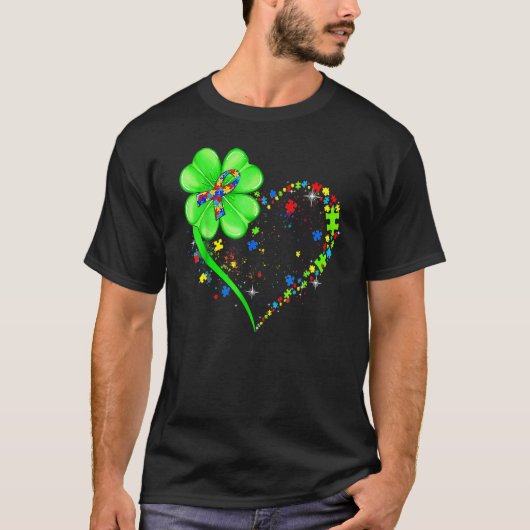Funny Autism Awareness St Patricks Day Clover Auti Tシャツ (正面)