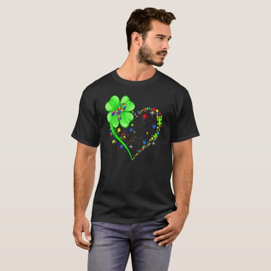 Funny Autism Awareness St Patricks Day Clover Auti Tシャツ (正面フル)