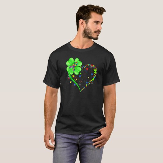 Funny Autism Awareness St Patricks Day Clover Auti Tシャツ (正面フル)