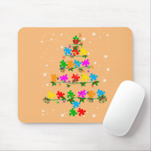 Funny Autism Christmas Tree Tee Ornament Decor Gif マウスパッド