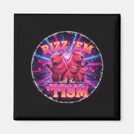 Funny Autism Rizz Em With The Tism Capybara Meme A マグネット (正面)
