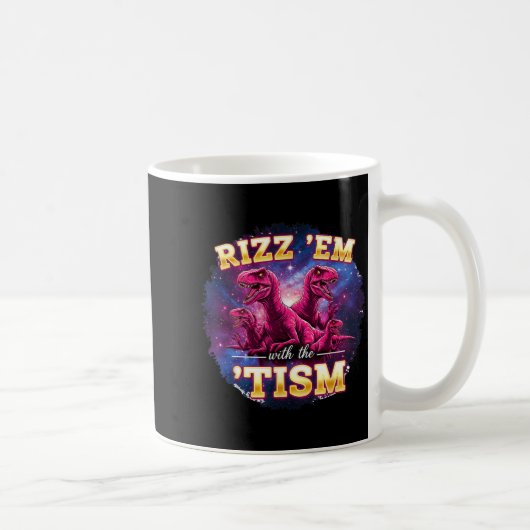 Funny Autism Rizz Em With The Tism Dinosaur Meme A コーヒーマグカップ (右)