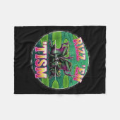 Funny Autism Rizz Em With The Tism Frog Meme Autis フリースブランケット (正面(横))