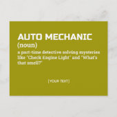 Funny Auto Mechanic Definition Gift ポストカード (正面)
