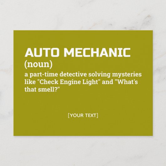 Funny Auto Mechanic Definition Gift ポストカード (正面)