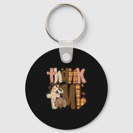 Funny Autumn Fall Thankful Turkey Thanksgiving Gob キーホルダー (正面)