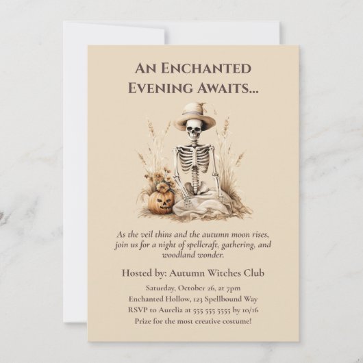 Funny Autumn Skeleton – Witchy Fall Gathering 招待状 (正面)