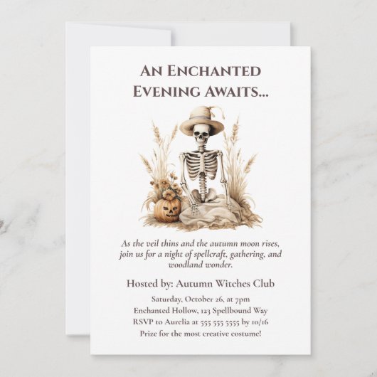 Funny Autumn Skeleton – Witchy Fall Gathering 招待状 (正面)