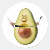 Funny Avocado Stickers, Guacamole Stickers ラウンドシール (正面)