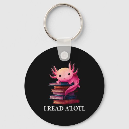Funny Axolotl Book Lover Librarian Reading Library キーホルダー (正面)