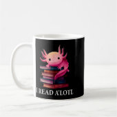 Funny Axolotl Book Lover Librarian Reading Library コーヒーマグカップ (左)